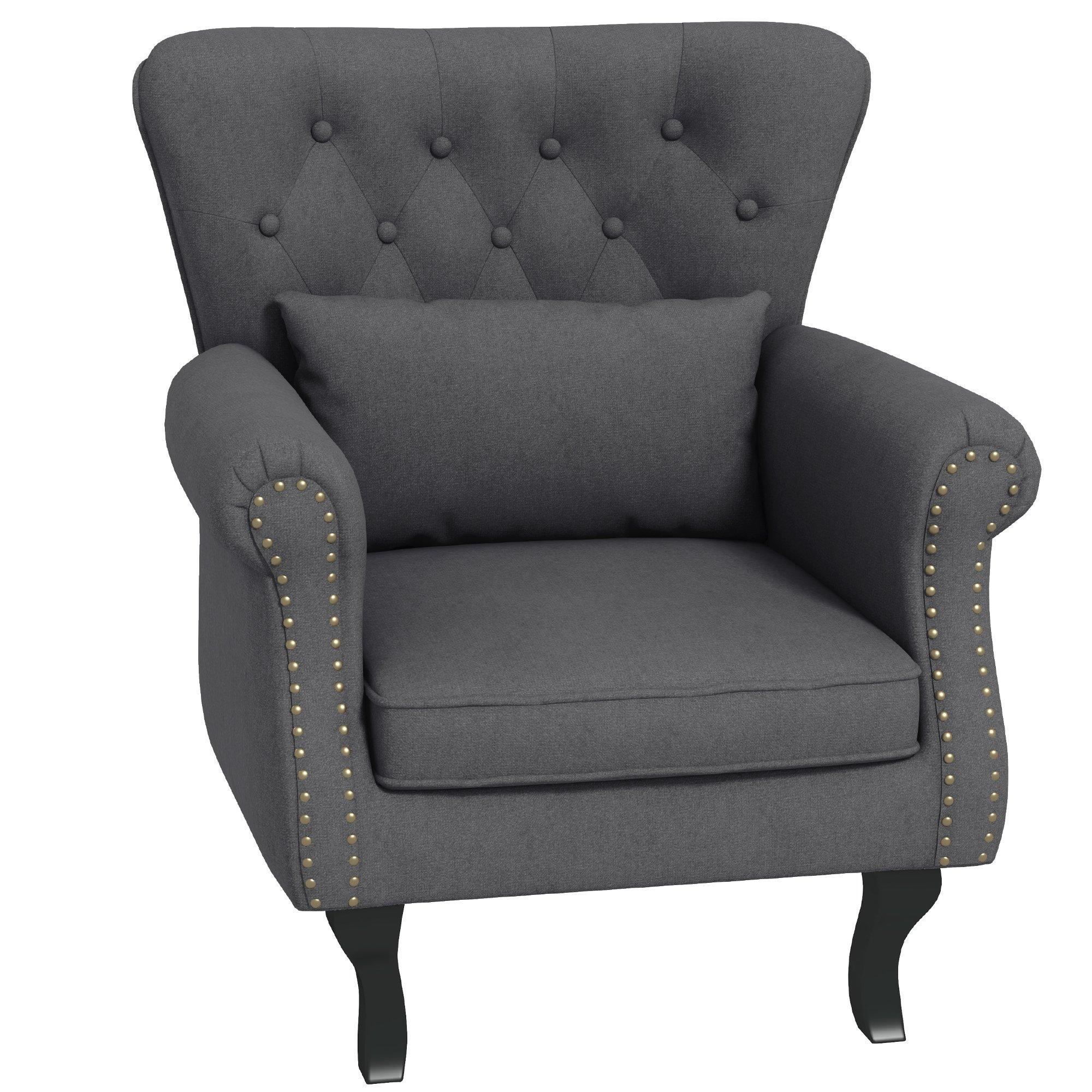 Chesterfield style Accent Chair Tufted Wingback Armchair with Pillow